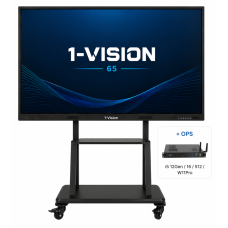 Інтерактивна панель 1-Vision 65, ПК модуль (i5-12Gen/16/512/W11Pro), мобільний стенд