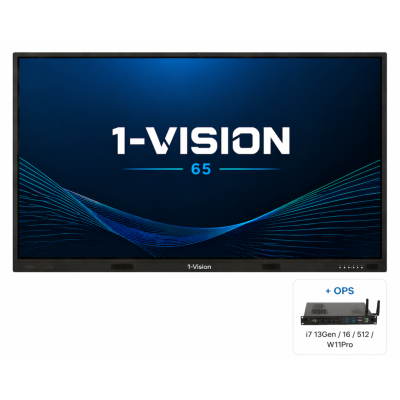 Інтерактивна панель 1-Vision 65 з ПК модулем i7-13Gen та настінним кріпленням