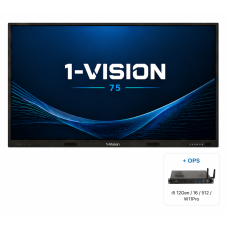 Інтерактивна панель 1-Vision 75, ПК модуль (i5-12Gen/16/512/W11Pro), настінне кріплення