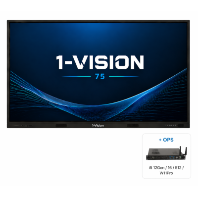Інтерактивна панель 1-Vision 75 з ПК модулем i5-12Gen та настінним кріпленням